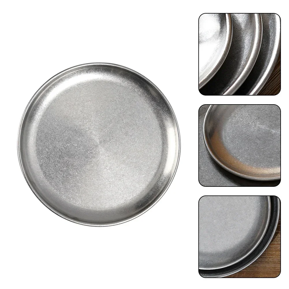 Brand New Outdoor BBQ Plate Camping Double-Walled Gray Multi-purpose 1 Pcs 14/17/20/23/26/30cm 304 Stainless Steel