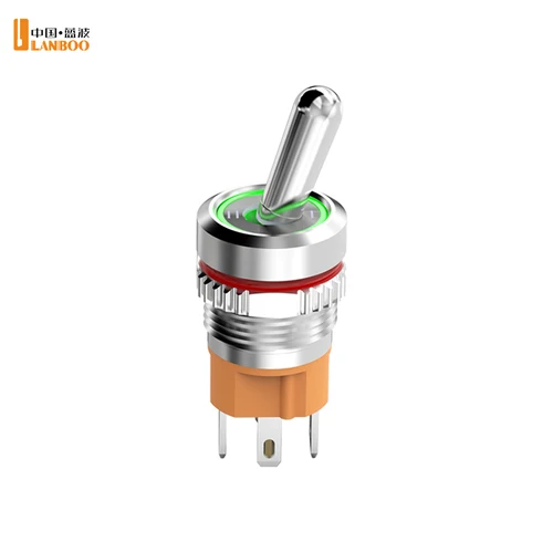 Imagen 2 del producto LANBOO Interruptor de palanca de 16 mm con orificio de montaje de 16 mm, contacto único, capacidad de alta corriente y selección de 3/2 posiciones