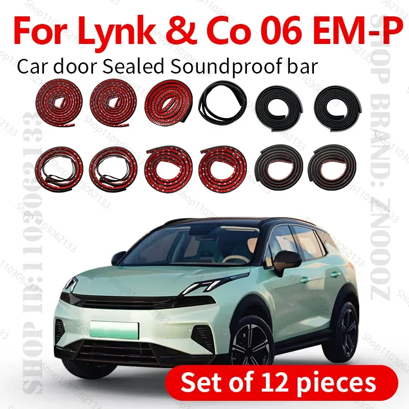 

For Lynk & Co 06 EM-P Car Door Seal Strip Rubber Double Layer Sealing Protector Soundproof Strip Dustproof Seal Strip 12PCS Set