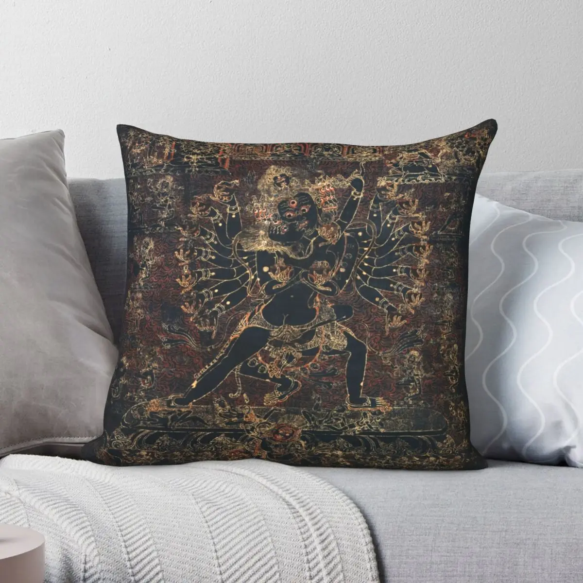 

Shri Hevajra Demon Death Thangka Square Pillowcase Polyester Linen Velvet Pattern Zip Decor Pillow Case Room Cushion Cover 45x45