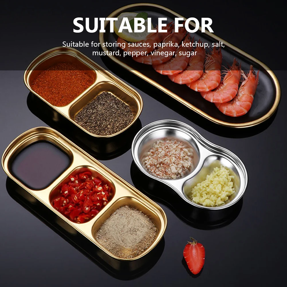 

3pcs Stainless Steel Sauce Dishes Food Grade Material Home Restaurant Kitchen Supplies Condiment Saucer Vinegar Small Plates