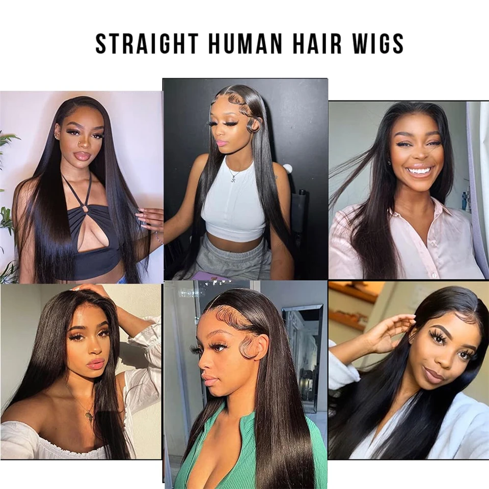 FABHAIR 13x6 HD Lace Front Wigs Human Hair Pre Plucked Glueless Straight Human Hair Wigs for Black Women 13X6 Frontal Wigs