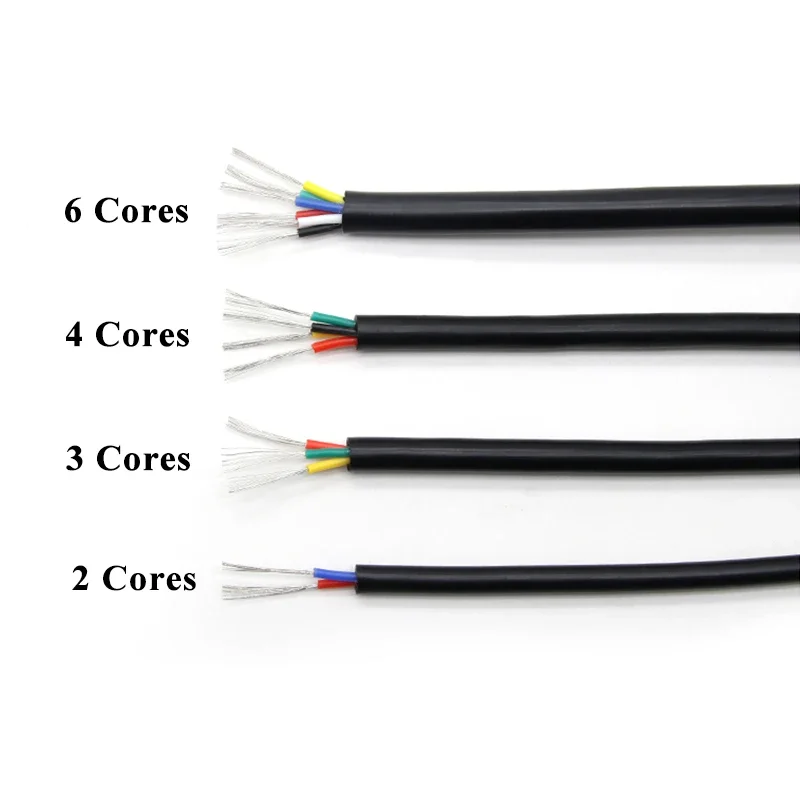 Multi-core Silicone Rubber Shielded Cable High Temp Flexible Copper Wire 2/3/4/6 Cores Insulated Cable 0.3-2.5mm² 1-10m Length