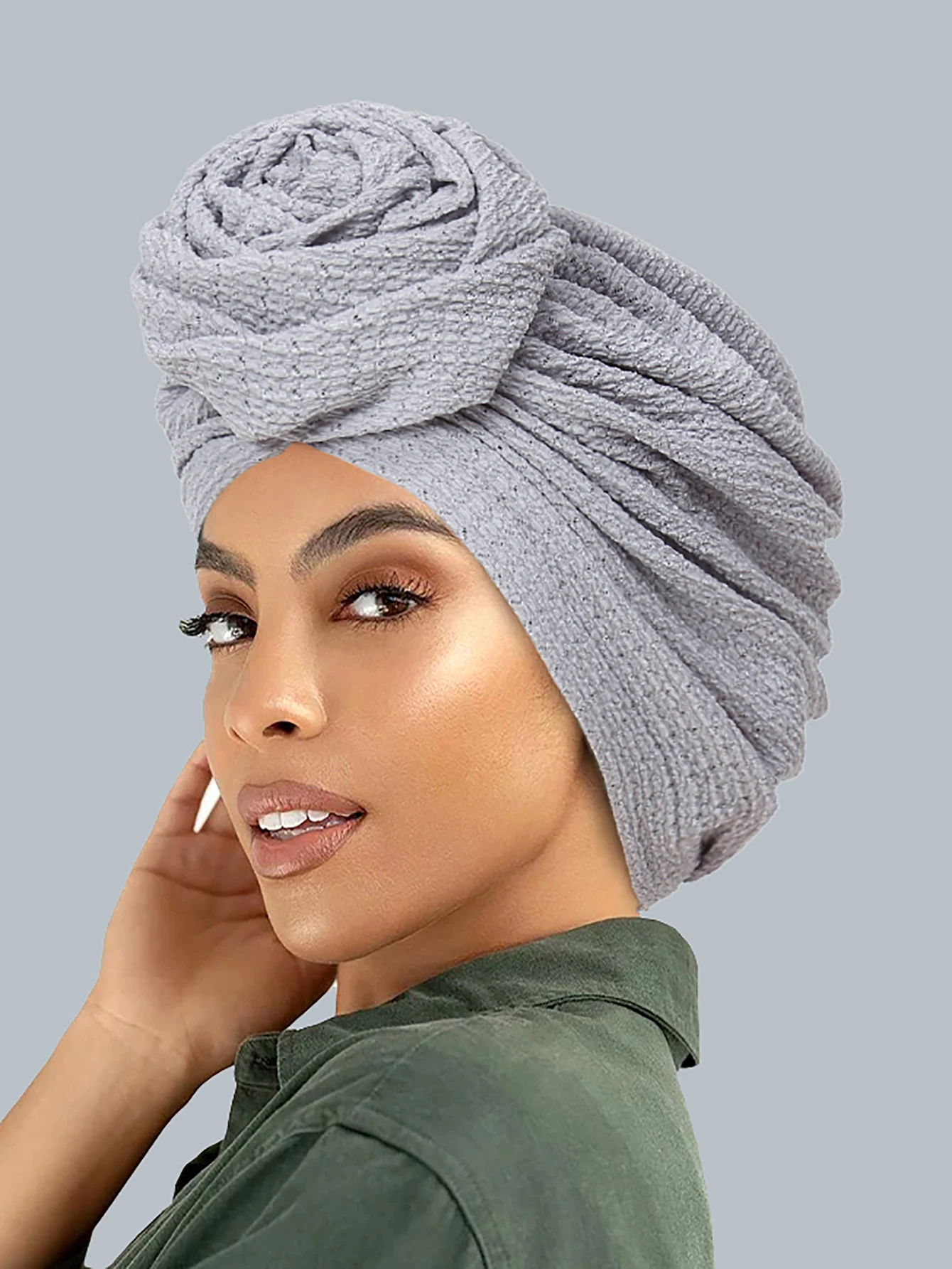 2024 New Fashion Flowers Turban Hijab Hats Solid Color Head Wraps Elastic Muslim Hats Breathable Chemo Cap For Women Girls