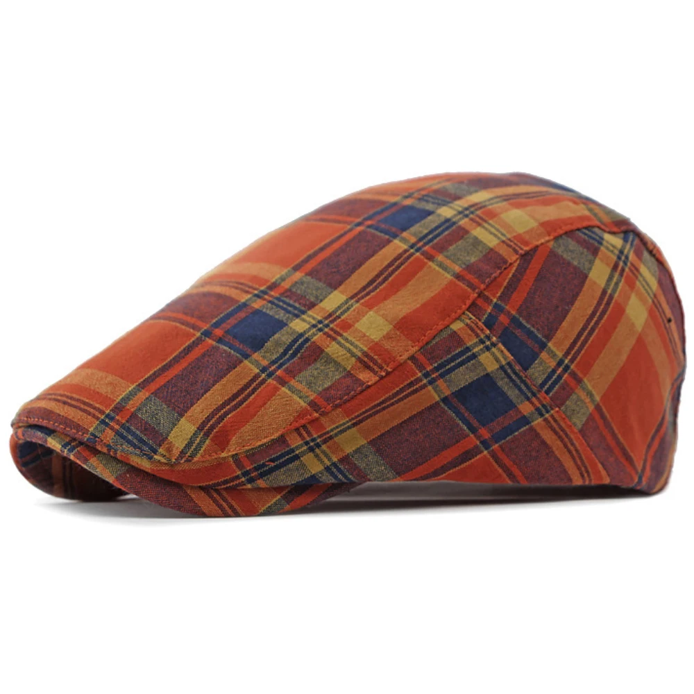 HT4345 Beret Cap Spring Summer Caps for Men Women Vintage Plaid Artist Painter Beret Hat Male Female Adjustable Flat Cap Berets