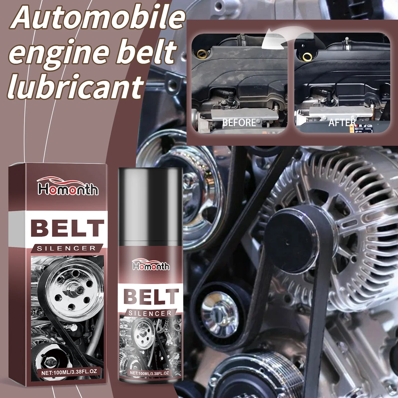 

Смазка для ремней автомобильного двигателя. Ненормальный шум старения резиновой ленты. Мягкое смазочное и техническое обслуживание. 100 мл.