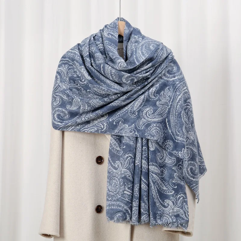 

Хвост кешью, приятный для кожи, бархатный, приятный для кожи, теплый шарф с принтом из искусственного кашемира, простой и универсальный