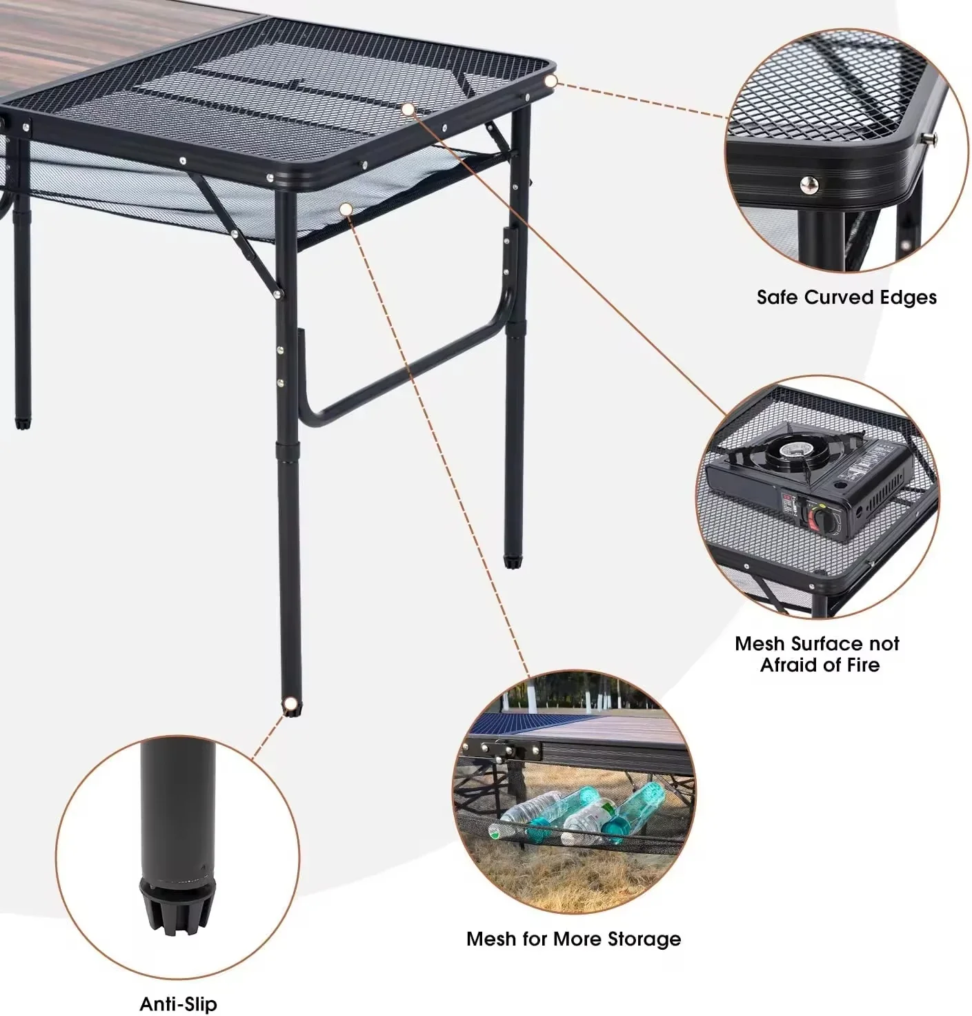 2026 Outdoor Folding Table Camping Stove Table Camping Picnic Extension Table