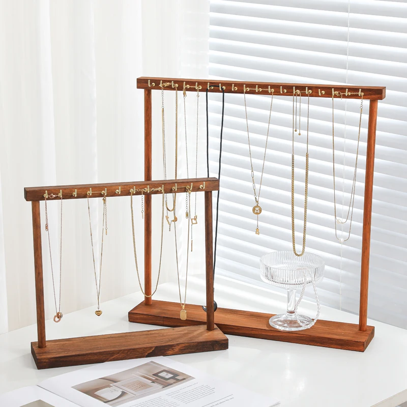 

Walnut necklace display stand solid wood chain bracelet jewelry hanger necklace live stall counter high-end grade