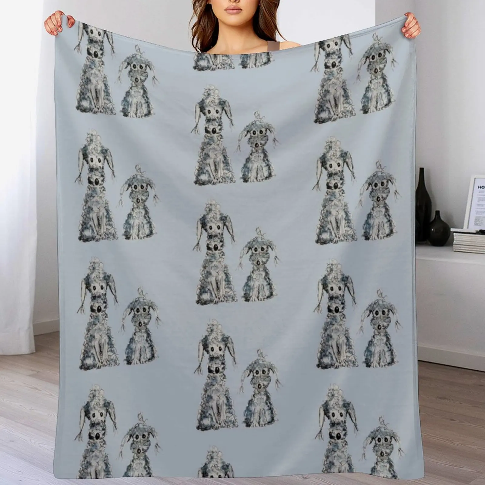 

Two Curly Cute Dogs, Bedlington Terrier Dog Throw Blanket Bed covers valentine gift ideas Thermal cosplay anime Blankets