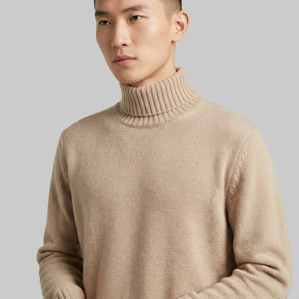 

Осенний однотонный мужской свитер с высоким воротником, зимний мужской трикотажный пуловер с рулонным вырезом