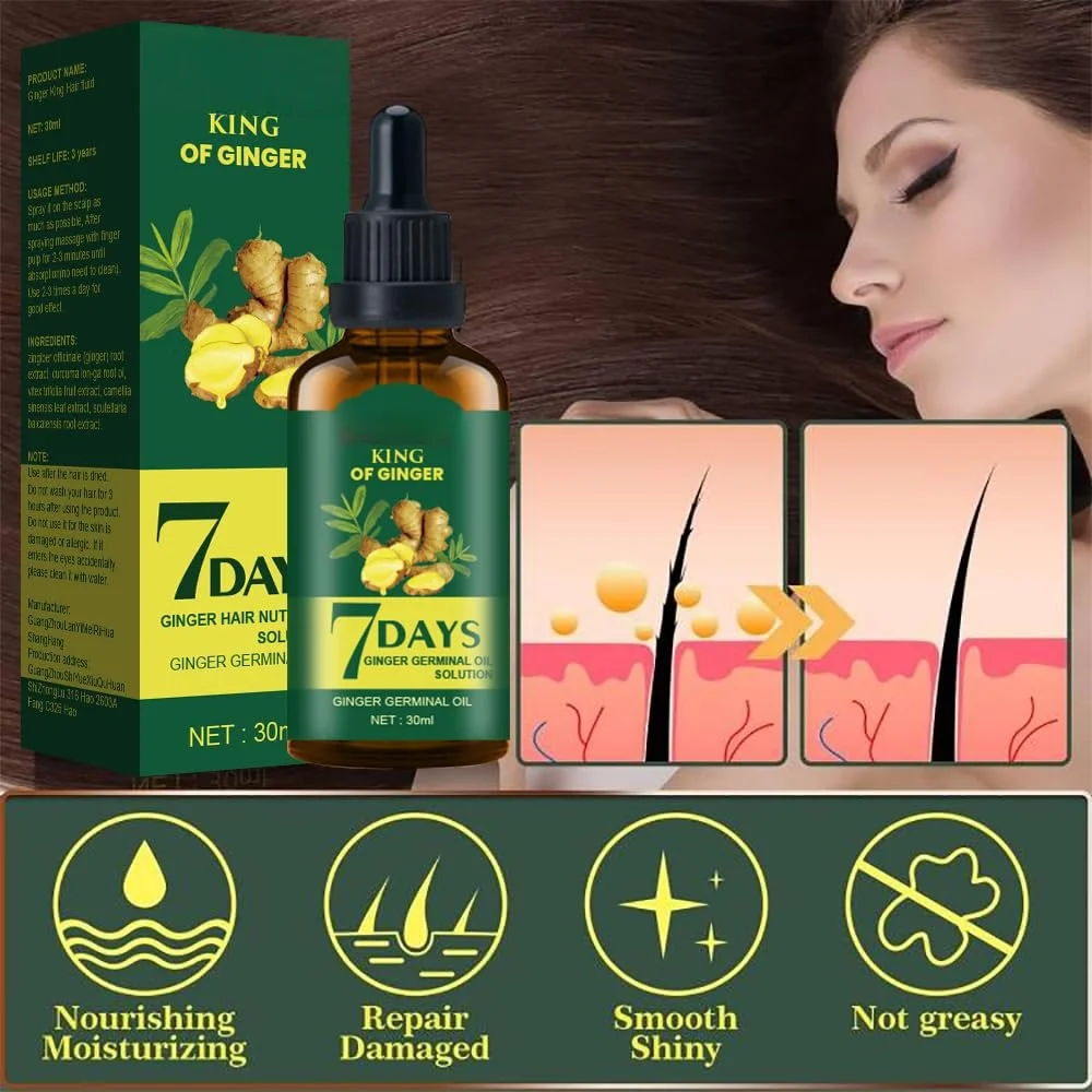 Hair Growth Oil Ginger Biotin Serum Natural Hair Loss Treatment for Men Women Thicker Hair Repair Scalp Care Essential Oil Set - view 4