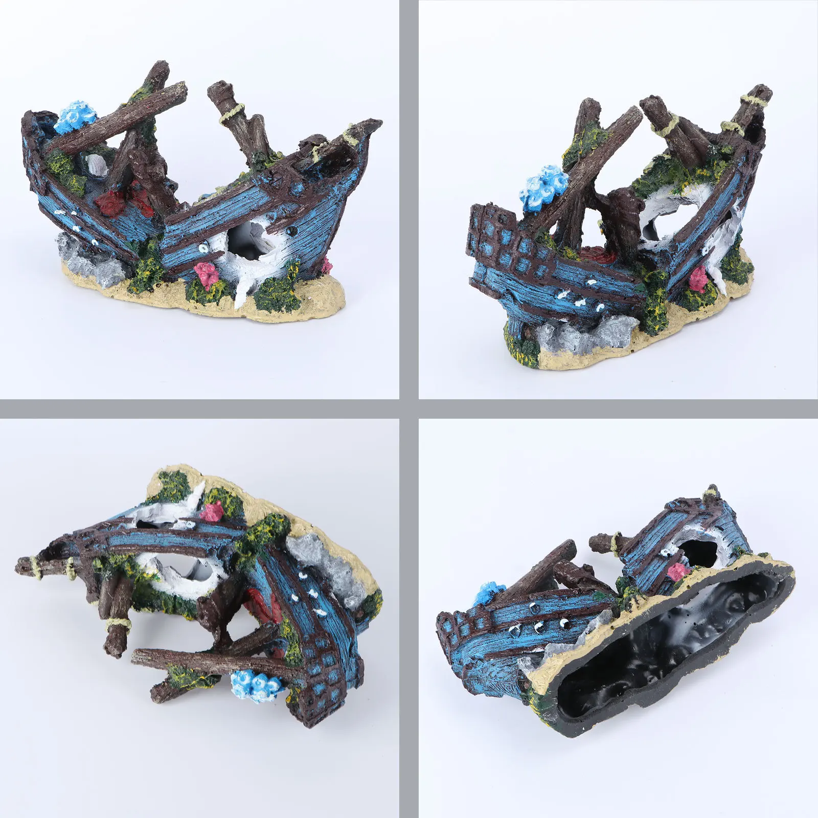 

1Pcs Resin Shipwreck Crafts Aquarium Landscaping Ornament Fish Tank Debris Decor Fade Resistant Lightweight Design