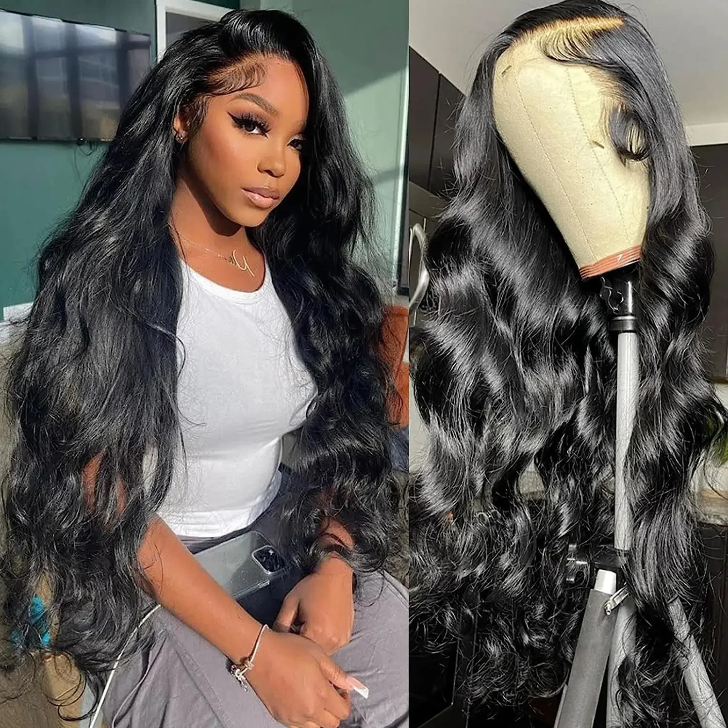 Body Wave 13x4 13X6 HD Transparent Lace Frontal Wig Brazilian Bling Hair Wig Human Hair 30 32 4x4 HD Lace Closure Wigs For Women