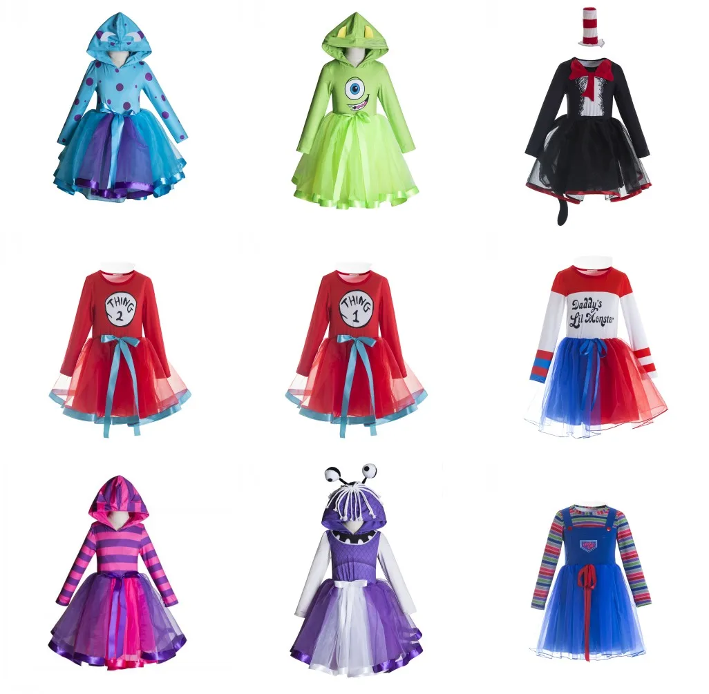 Deluxe Monster Inspired Knee Length Tutu Dress - Halloween Costume Dressing Up Christmas Party Birthday Dress