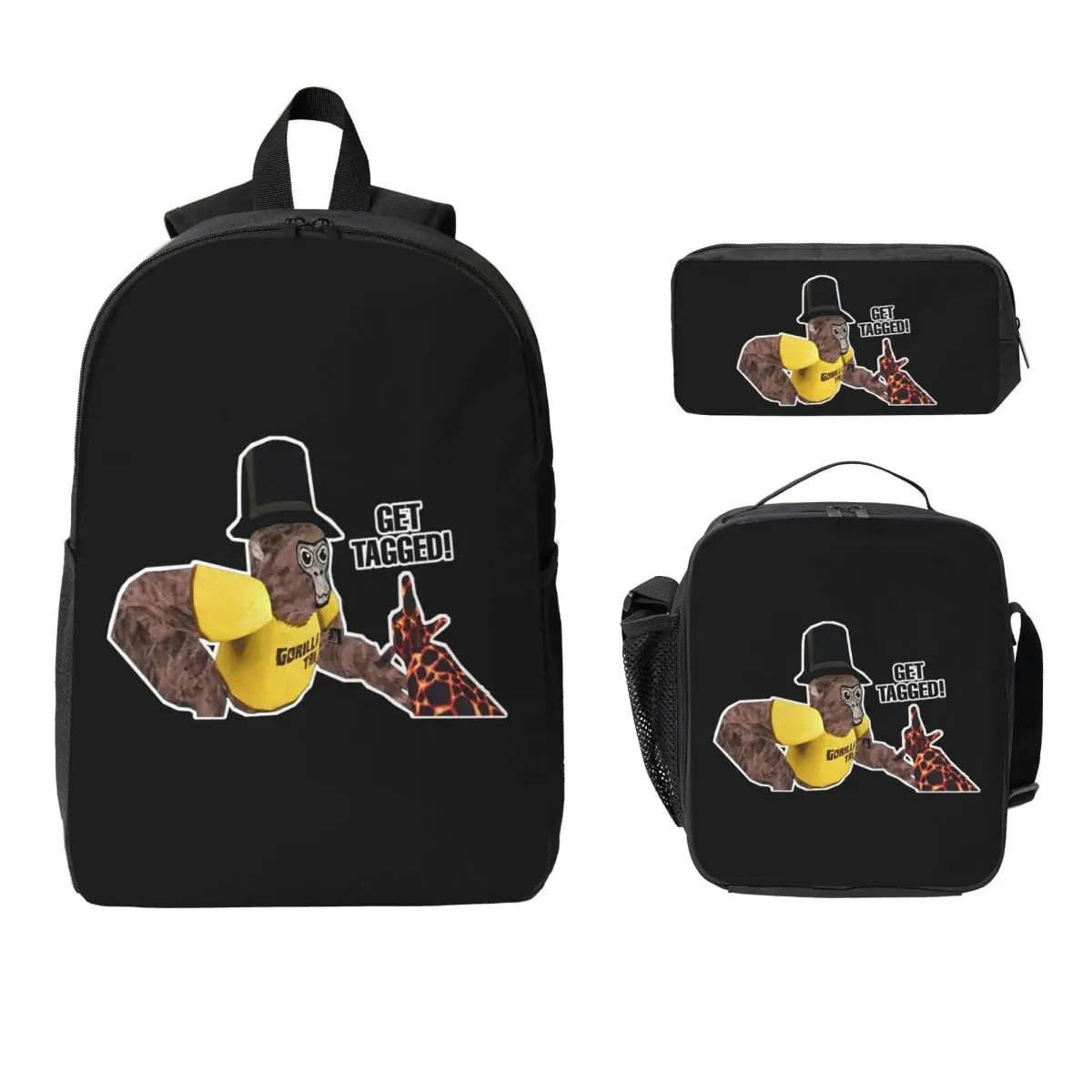 

Gorilla Tag Monkey Backpack Student Boys Girls BookBag School Bag Laptop Shoulder Bags 3ps Insulated Lunch Bag Pencil Case