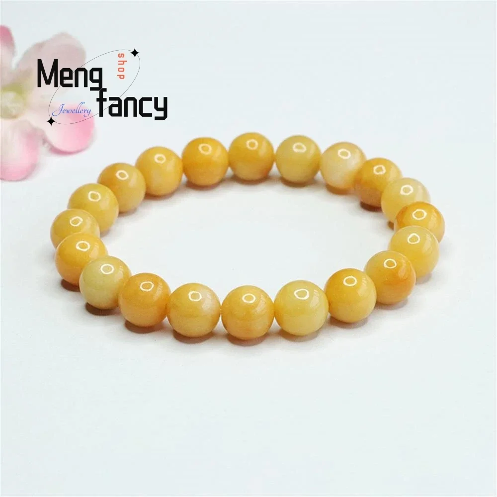 

Natural A-goods Jadeite String Yellow Jade Bracelet Exquisite Elegant Simple High-grade Luxury Quality Fine Jewelry Holiday Gift