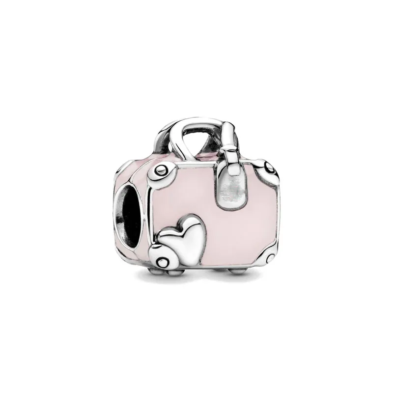 NEW Authentic 925 Sterling Silver Pink Original Charm Love Potion Murano Glass Heart Dangle Beads Fit Bracelet Jewelry For Women