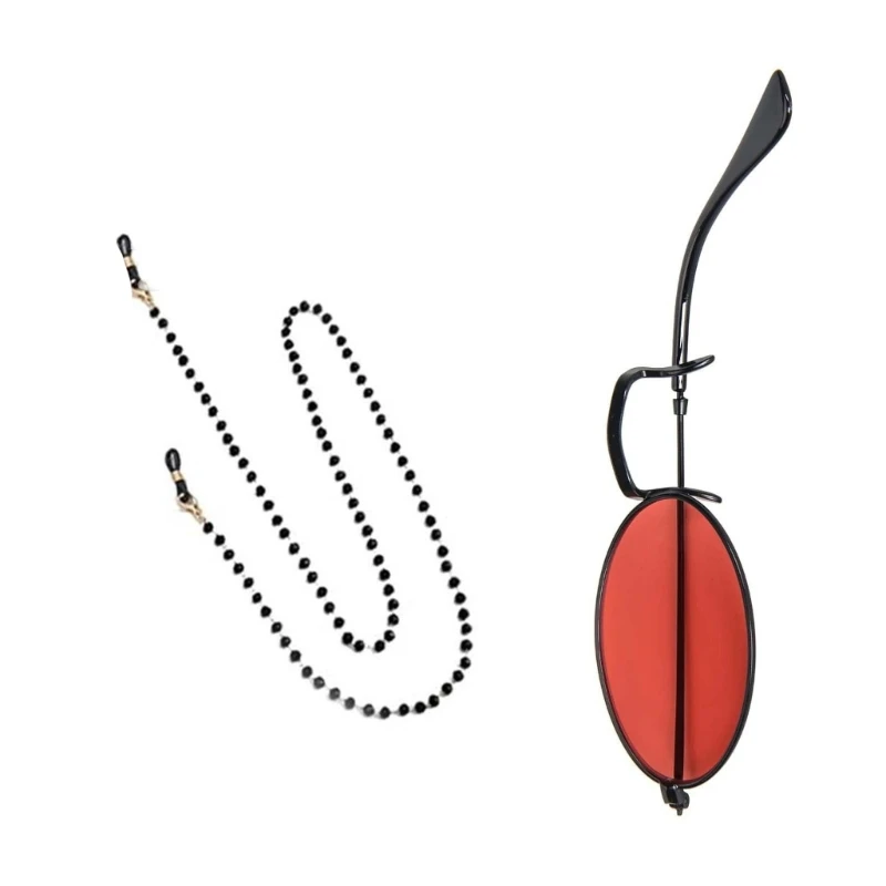 女性男性 Alastor アニメコスプレアクセサリーパーティー用品ハロウィンコスプレ悪魔角ヘアクリップモノクルとチェーン