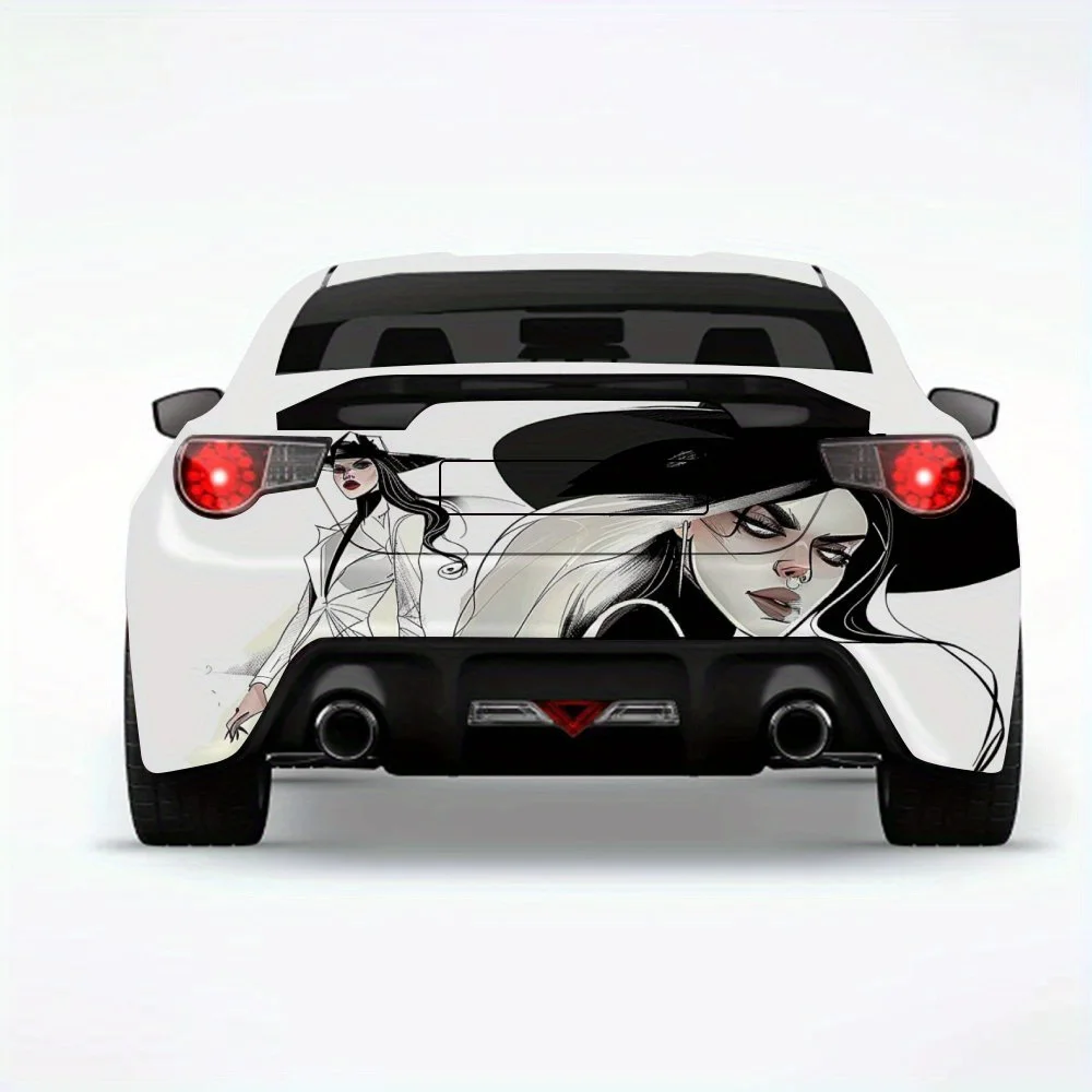 

Fashion Figure Illustration Car StickerVinyl Decal for Car Rear, Waterproof Self-Adhesive Vinyl Stickers for Vehicle Tail & Bump