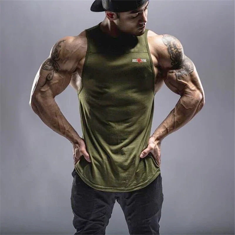 Gym Bodybuilding Casual Stitching Vests Summer Workout Breathable Cotton T-shirts Mens Loose Fitness Muscle Sleeveless Clothing