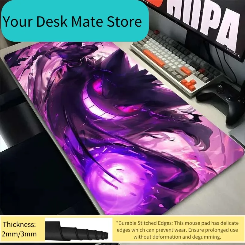 Dark Fantasy Purple Beast Großes Mauspad, rutschfest, verdickt, Schreibtischunterlage, leuchtendes Muster, Gaming, Büro, Tastatur-Pad-Zubehör