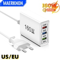 Total 160W USB Fast Charging Phone Charger Type C Multi Ports QC 3.0 Travel Charger  for iPhone 15 Xiaomi 14 Huawei Wall Adapter