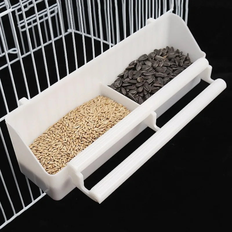 Parrot Feeder 2 Compartments Plastic Water Bowl Bird Food Container Pet Feeder Bird Food Box Pet Supplies