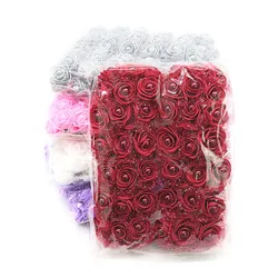 12pcs/lot 3cm Foam Mini Roses Pearl Bead Rose Artificial Flowers DIY Crafts for Wedding Decoration Bouquet Scrapbooking Supplies