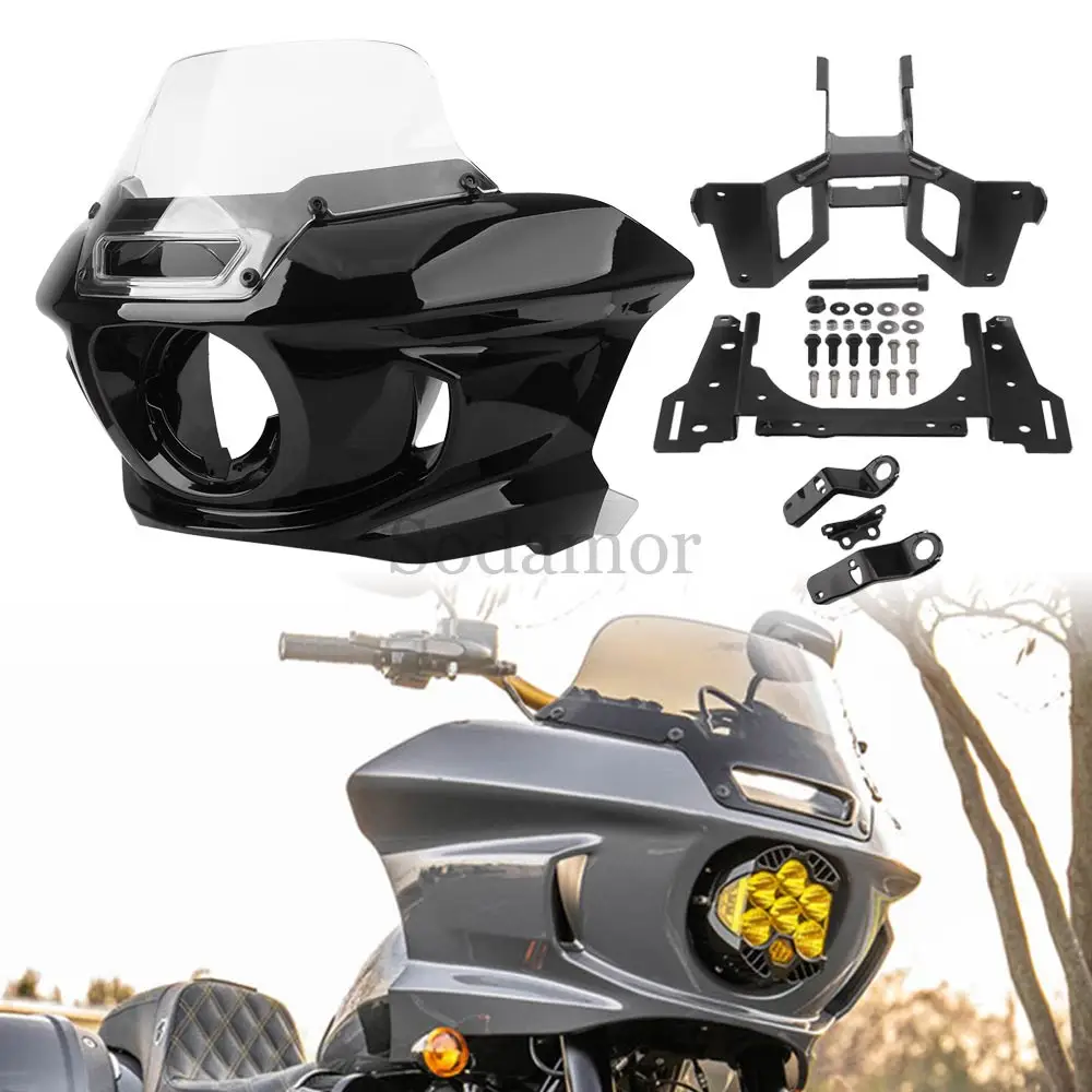 1 Set Front Headlight Fairing Clear Windshield Bracket Fit For Harley Softail FXLRST 1YXZ LOW RIDER ST 2022-2024 Motorcycle Part