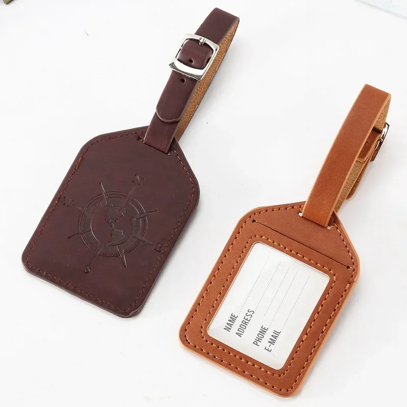 1pcs New Leather Suitcase Luggage Tag Label Bag Pendant Handbag Portable Travel Accessories Name ID Address Tags