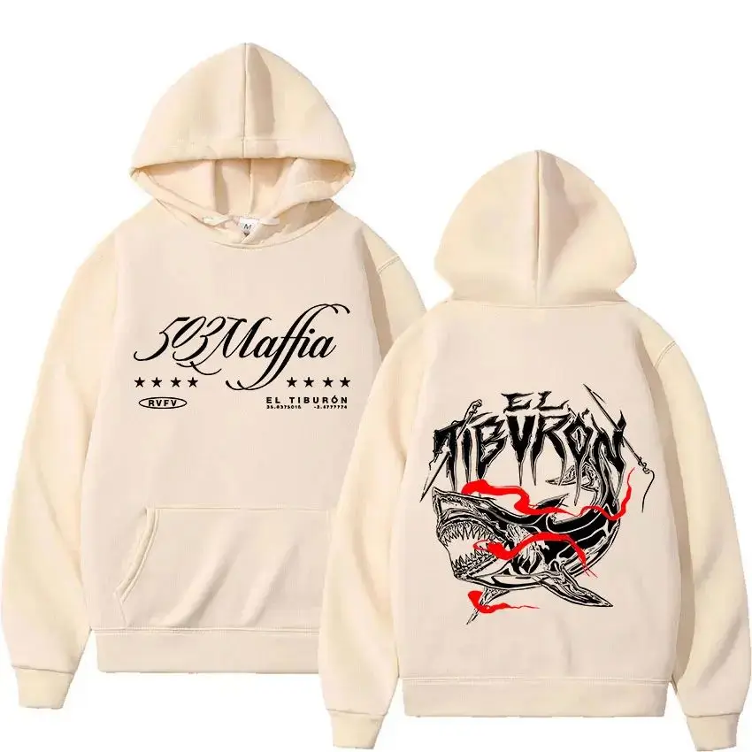 موضة Harajuku البلوز مغني الراب RVFV ELTIBVRON 503 MAFFIA Tour 2025 ألبوم هودي عادية المتضخم كنزة بغطاء رأس من الصوف للجنسين #4