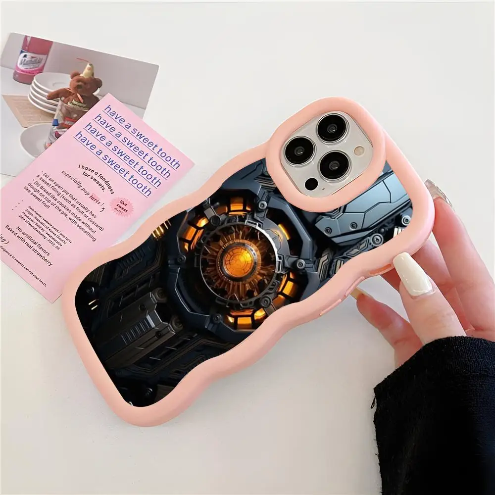 Technological Transformation Phone Case Pink Cute Girls New Wave Corners Macaron For IPhone 16 15 14 13 12 11 X Vivo Samsung O