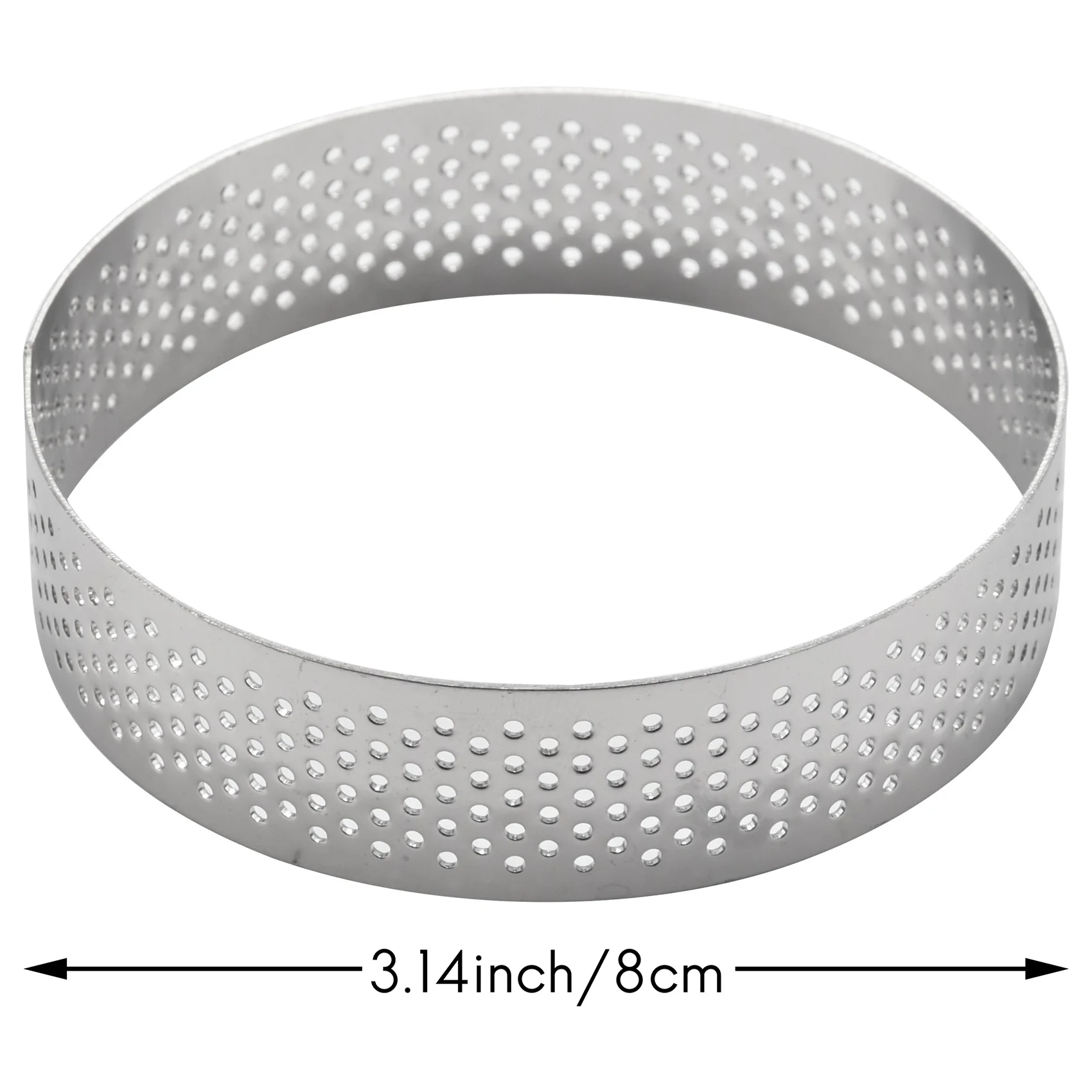 스테인레스 스틸 라운드 더블 롤 타르트 링, 내열성 천공 케이크 무스 링, 금속 몰드 8cm, 8 개