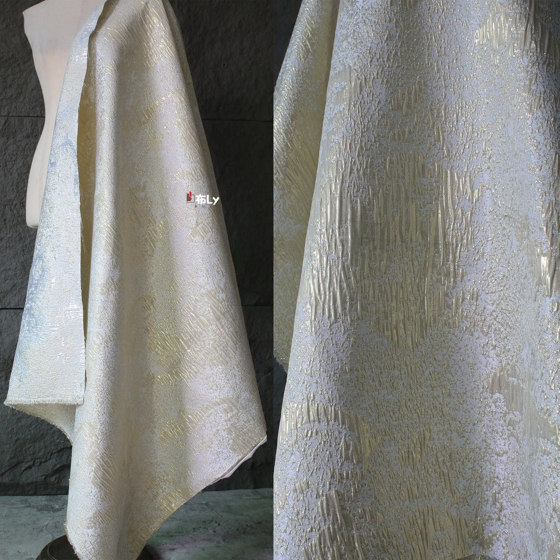 

Абрикосовая переливающаяся жаккардовая ткань неправильной формы в новом китайском стиле для юбок, пальто, дизайнерских проектов и DIY-материалов