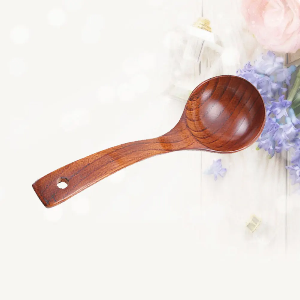 

Log Soup Eco-friendly Wooden Ladle Porridge Spoon for Serving Porridge Stews Kitchen Long Handle Smooth Edge
