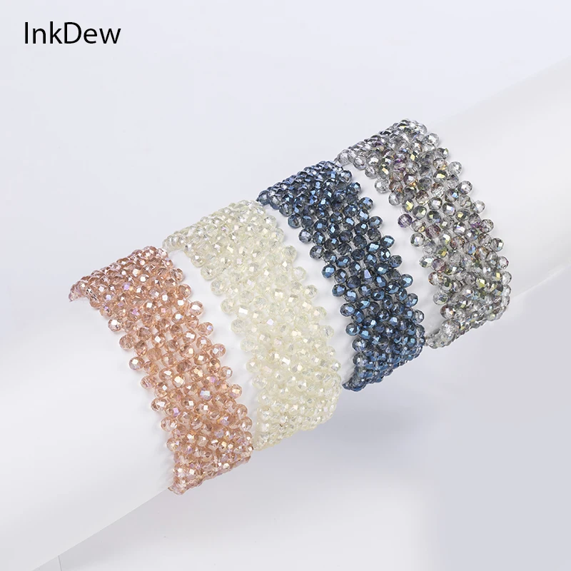 INKDEW Trendy Bead Bracelet Elastic Handmade Wrap Bracelets for Women Gift Multicolor Original boho Fashion Jewelry BR003