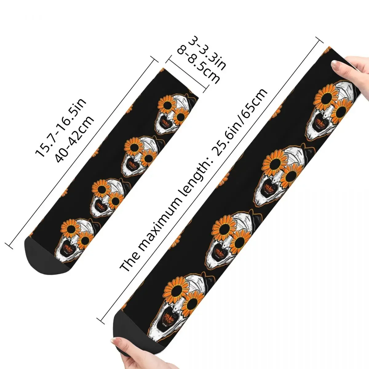 Funny Men's Socks Sunflower Sunglasses Vintage Terrifier Horror Films Street Style Casual Crew Sock Gift Pattern Printed