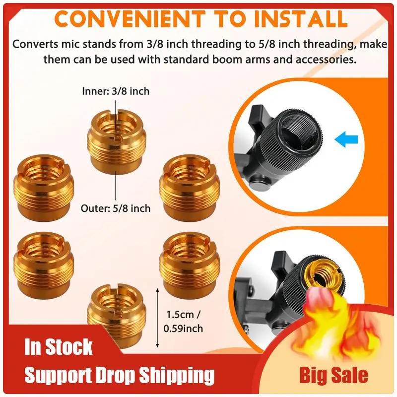 أفضل العروض 6 قطع أنثى الخيوط الجوز المسمار محولات ميكروفون حامل قصاصة محولات الجوز لميكروفون حامل ميكروفون