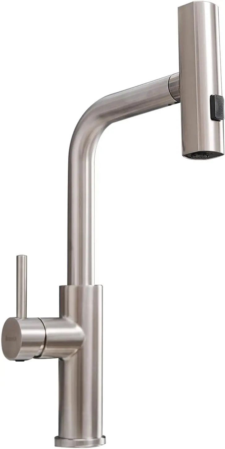 

Modern Single Handle Kitchen Faucet with Pull Down Sprayer, 3 Modes (Sweep/Stream/Waterfall), Brushed Nickel Finish