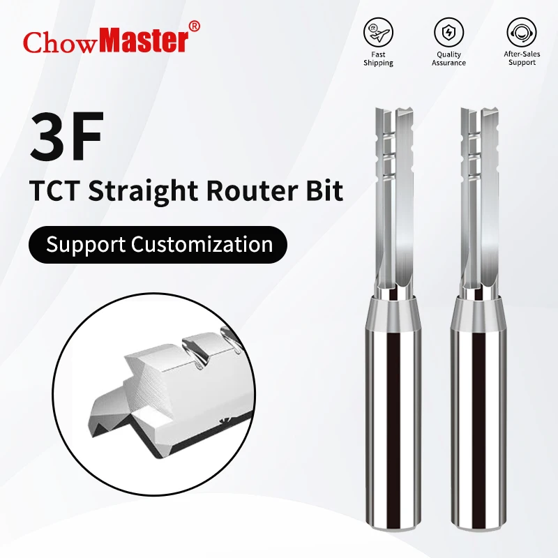 

CHOWMASTER 12,7 мм TCT 3-зубая фреза с прямым концом, резьба, обрезка, долбежная фреза для МДФ, фанеры, ДСП, дерева