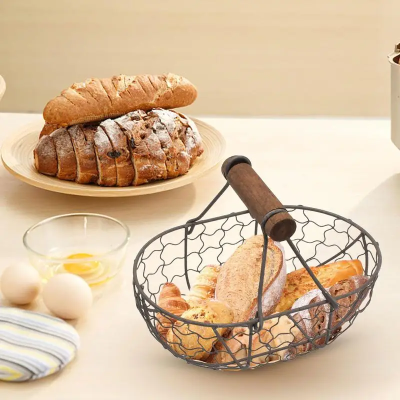 Egg Basket Large Egg Storage Container Retro Old Storage Holder Table Centerpiece Bread Vegetable Holder For Kitchen Dining Room