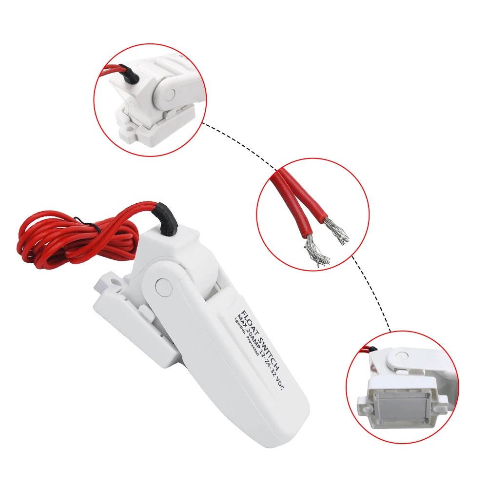 Barco Elétrico Marinho Bombas De Porão Interruptor De Flutuador Controlador De Nível De Água Sensor De Fluxo DC, Interruptor Para Barco De PVC, 12V Peças E Acessórios