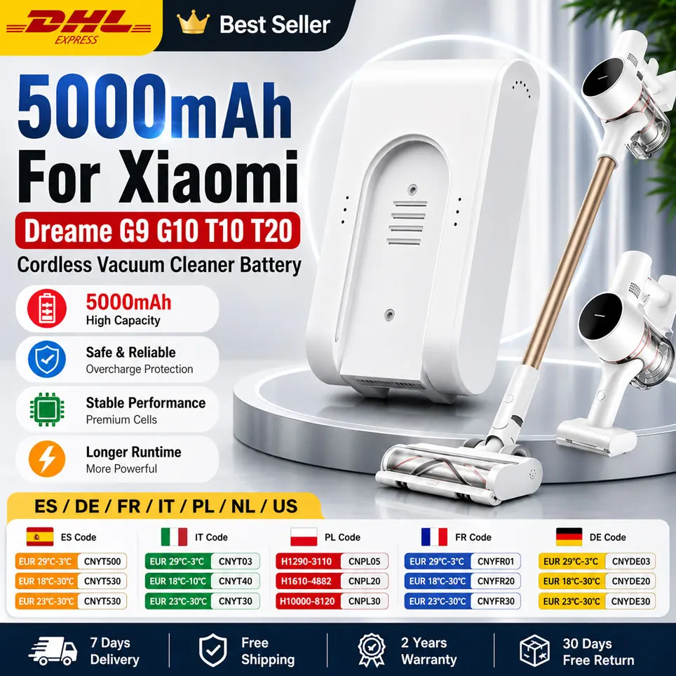 Batterie lithium-ion rechargeable d'origine 25,2 V 5000 mAh pour aspirateur sans fil Xiaomi Mijia Dreame G9 G10 T10 R10
