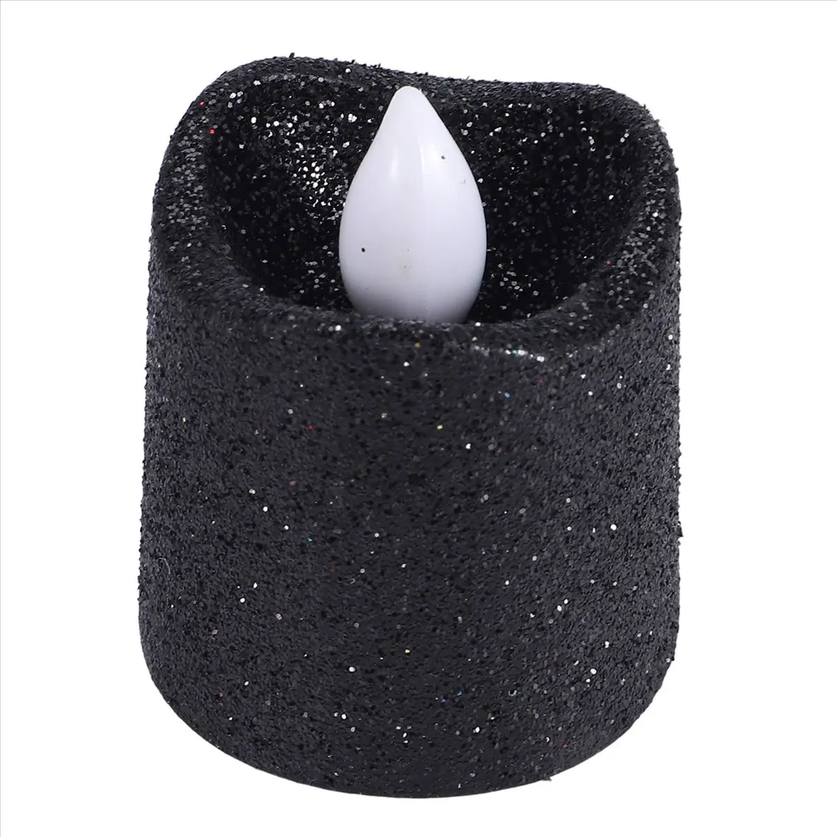 A48U 24 Packs Gold Flameless Votive Candles Black Glitter LED Tealights Battery Operated Tea Lights Warm Yellow Light Holder