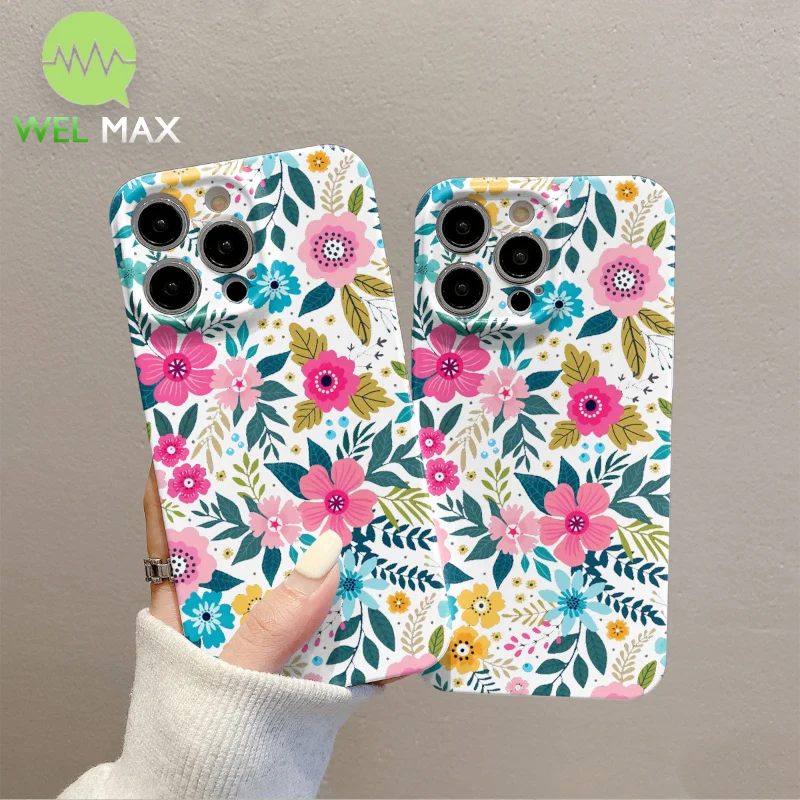 Fashion Brilliant flowers Phone Case For iPhone 16 15 14 plus 13 12 mini 11 Pro Max Fall resistant dirt Hard protection Cover