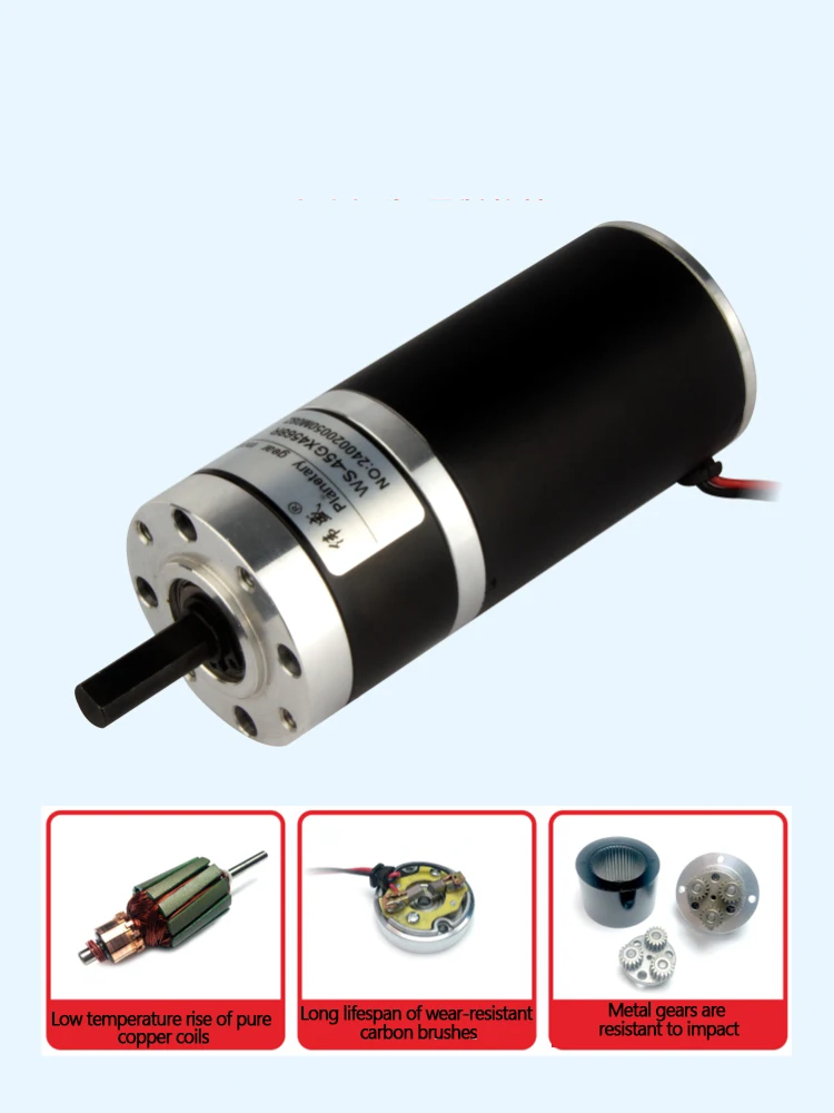 Imagem -03 - Motor Redutor Planetário de Alto Torque Ajustável Motor dc em Miniatura cw Ccw 12v 24v 45 mm