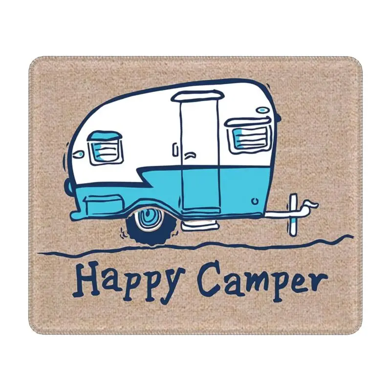 Happy Camper Cartoon Camping Car Mouse Pad Anti-Slip Rubber Base Gaming Mousepad Adventure Camping Office Compute Desktop Mat