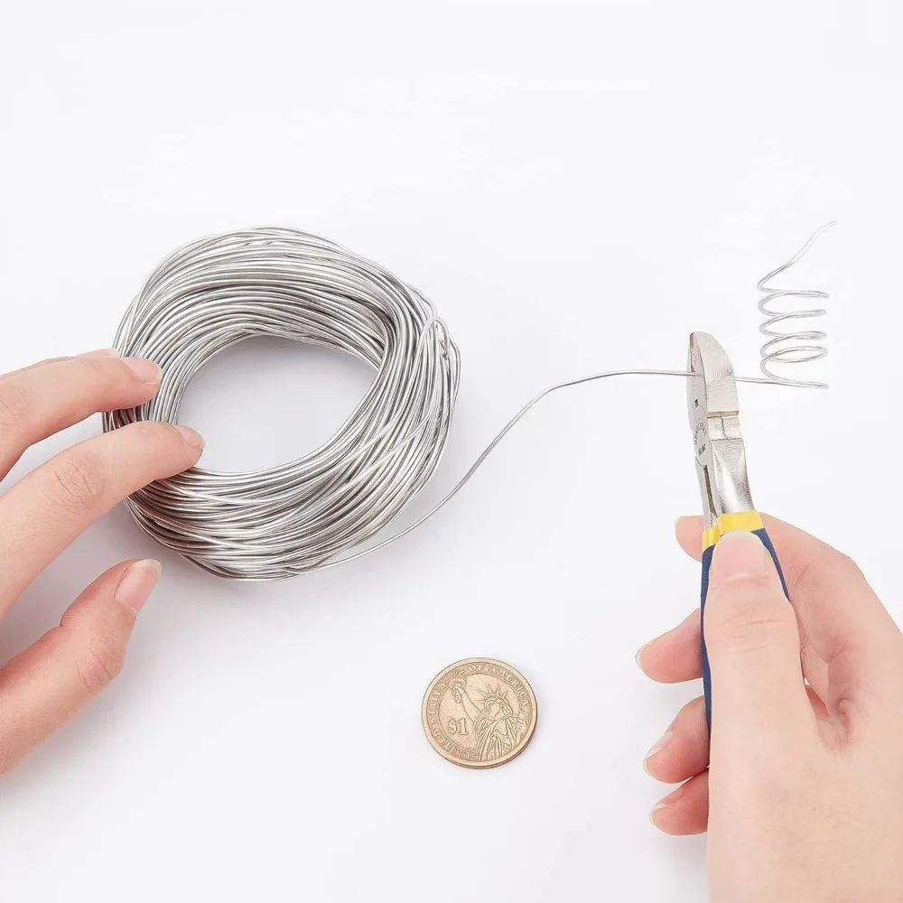 17 Gauge Silver Bendable Aluminum Craft Wire with 20 Caps 131FT Transparent PVC Plastic Covered Aluminum Wire for Shaping Brim