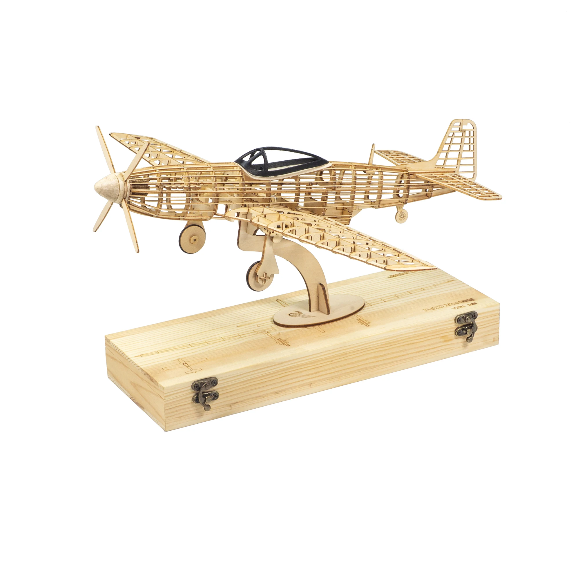 DW Hobby X21 P‑51D Mustang 1:25 Scale Wooden Model Kit Laser Cut DIY Unassembled Airplane 3D Wooden Puzzle With Display Base